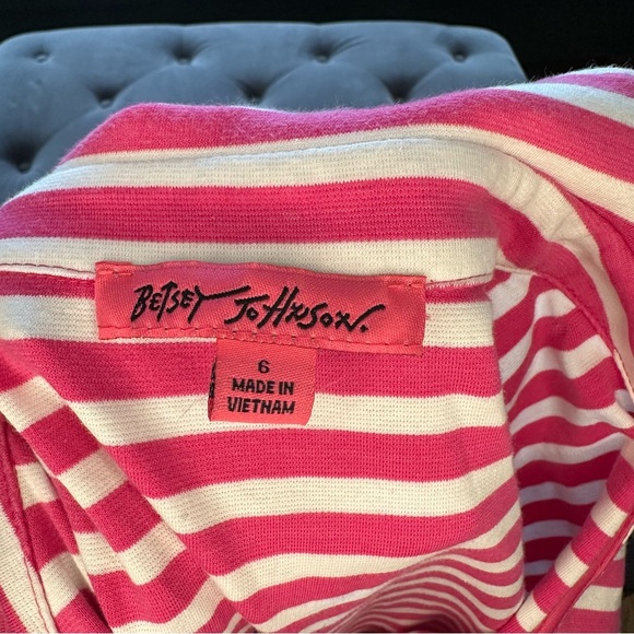 Betsey Johnson Pink and White Striped Fit and Flare Dress - Picture 7 of 8